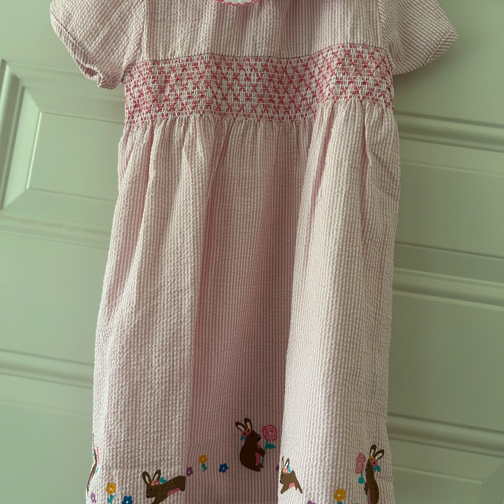 Easter Smocked Dress with Embroidered Bunnies